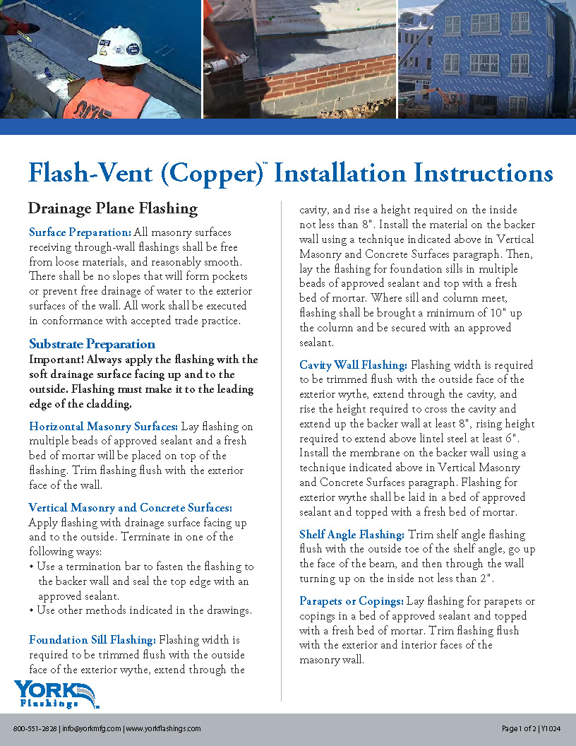 Flash-Vent (Copper) Installation Instructions