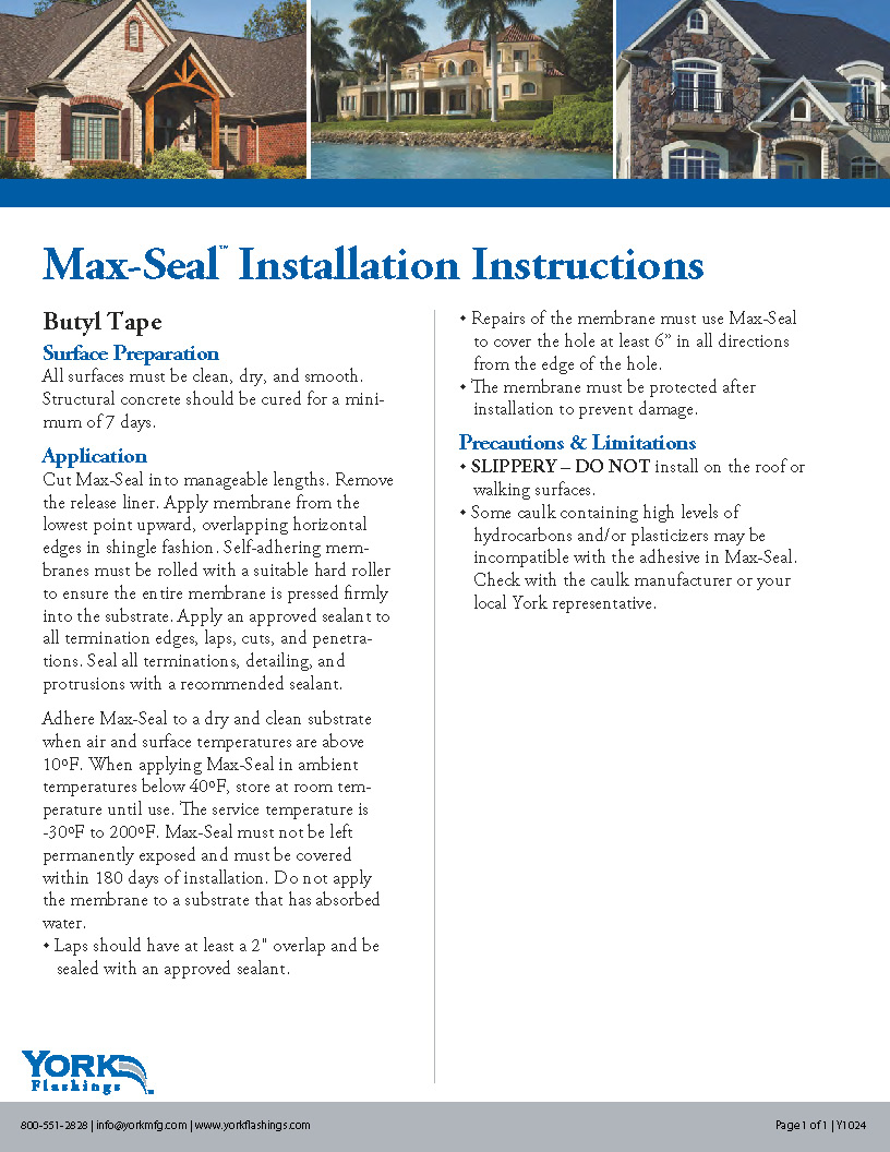 Max-Seal Installation Instructions