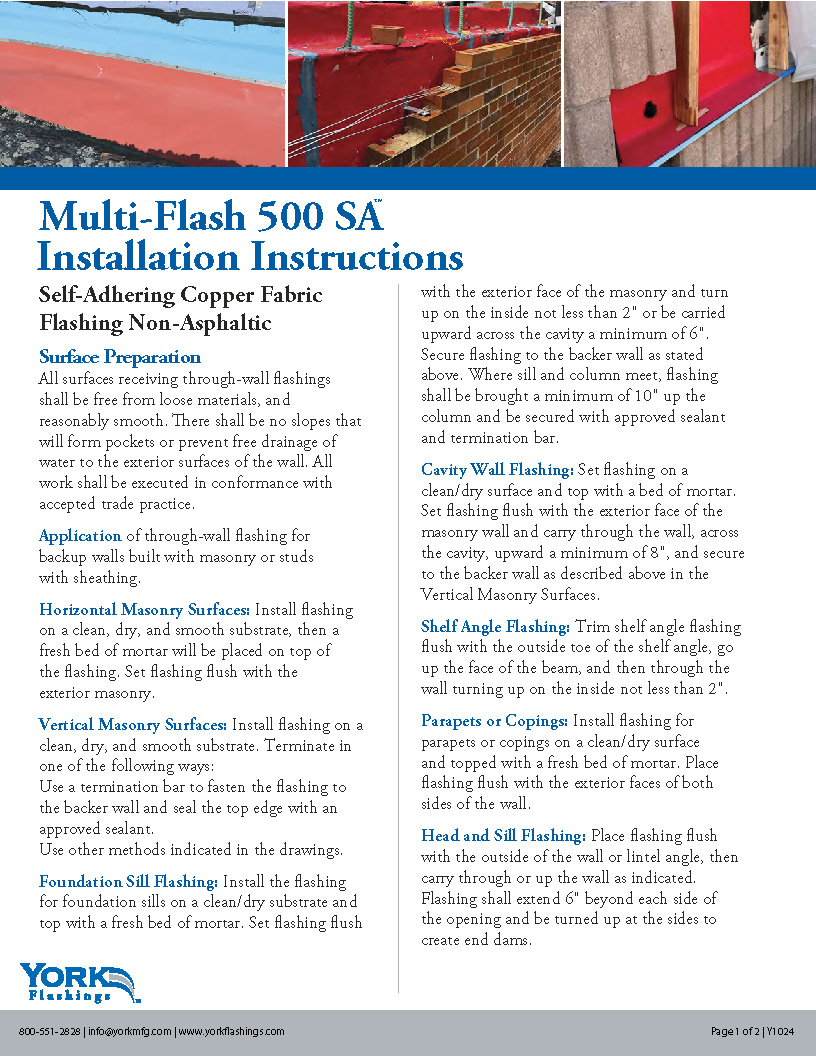 Multi-Flash 500 SA Installation Instructions