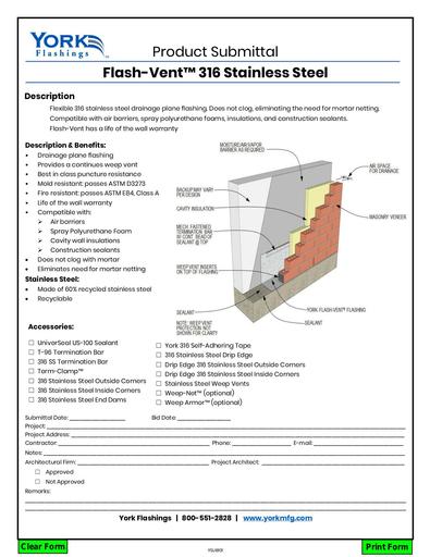 Flash-Vent™ SS Submittal 316