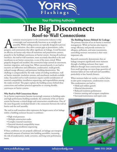 The Big Disconnect Roof to Wall Connections