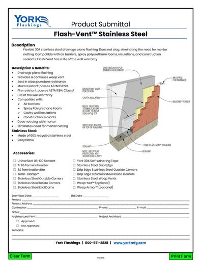 Flash-Vent™ SS Submittal 304